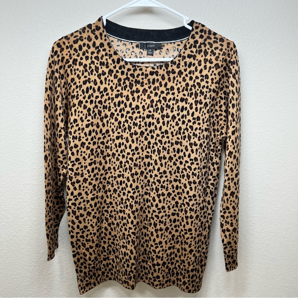 J Crew Leopard Print Sweater 3/4 length Sleeve Lightweight New With Tags